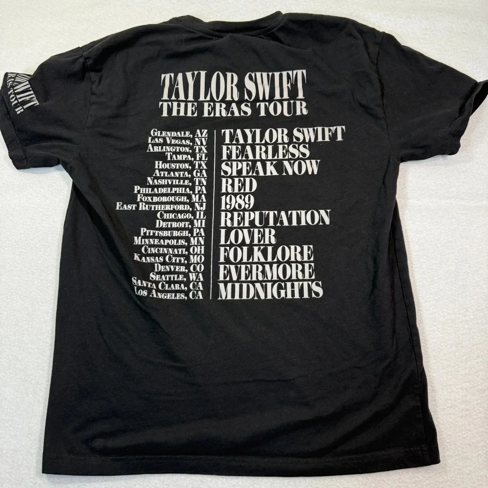 Taylor Swift Shirt Women L Black Eras Tour‎ Concert Graphic Album Collage Tee